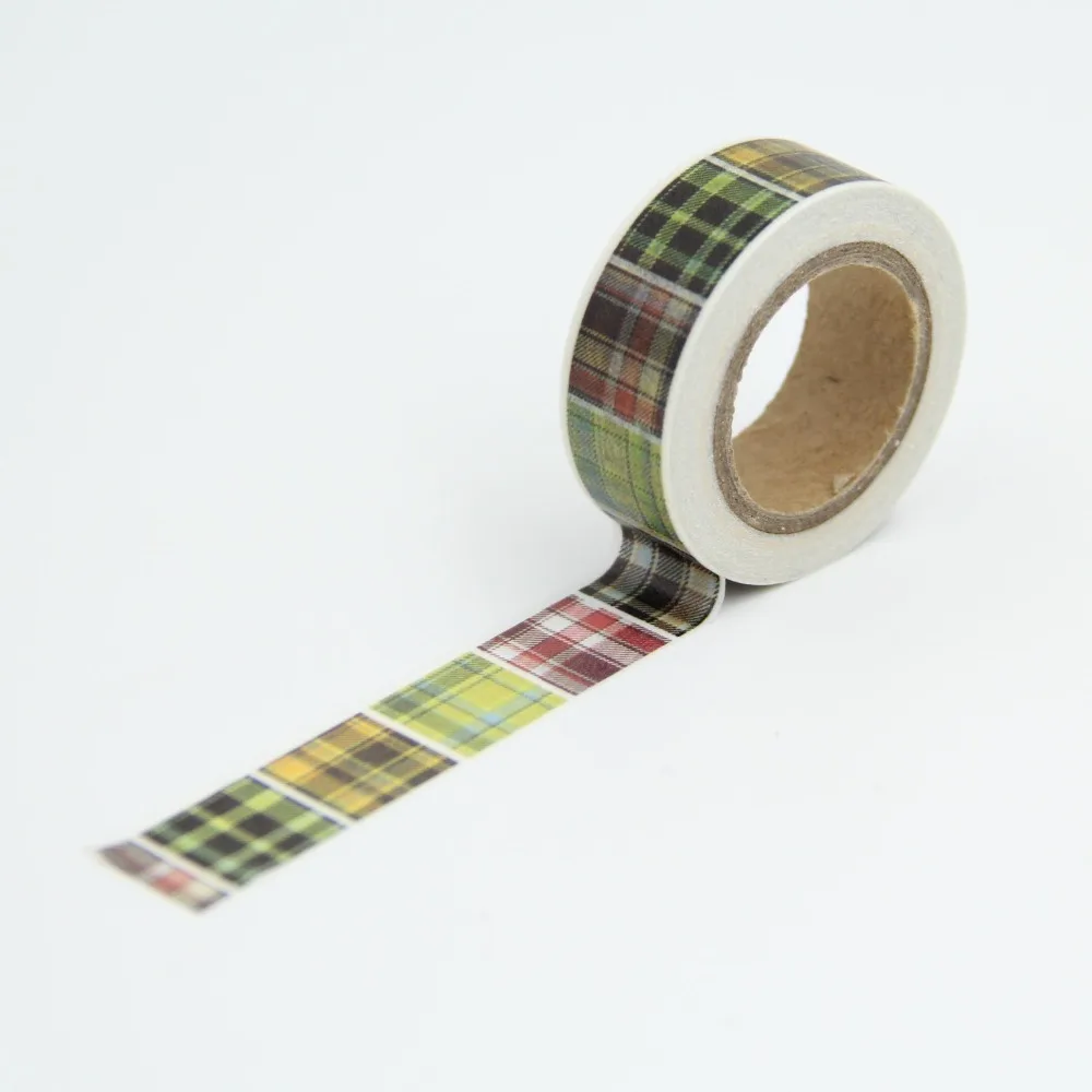 Grid Fabric Plaid Washi Paper Masking Tape Scrapbooking Tapes Gift