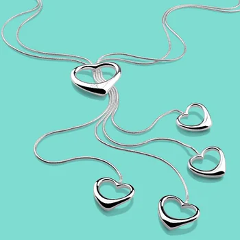 

Sweet Heart Pendant Sterling Silver Fringed Pendant Design Solid Silver Clavicle Necklace Women With Accessories Argent Jewelry