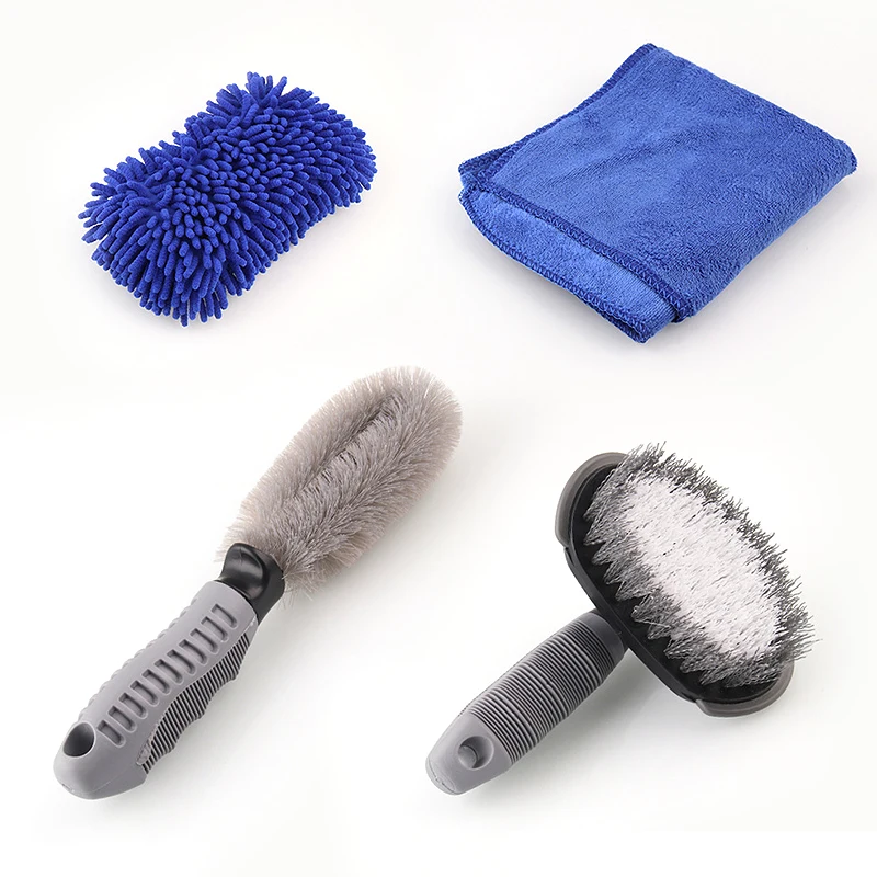 Car Cleaning Set Wheel Rim Tire Cleaning Brushes+Glove+Towel Kit Auto