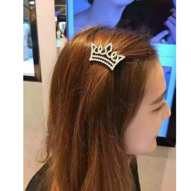 Full crown Crystal Tiara hair clip clips headdress crystal barrettes