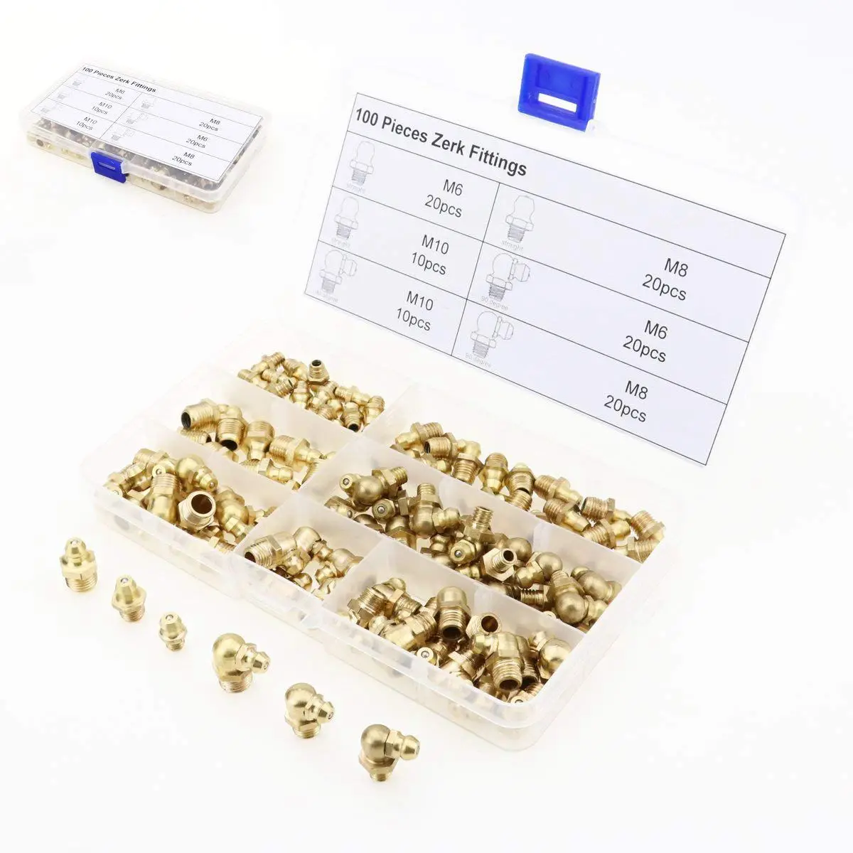 100pcs Pipe Fittings Hydraulic Brass Zerk Grease Nipple Fitting