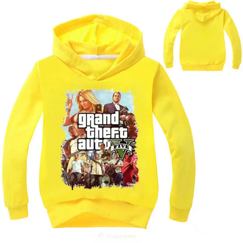 Детские толстовки GTA/свитер для маленьких мальчиков GTA 5/толстовки с капюшоном для девочек весенне-Осенняя детская одежда с принтом Топ, футболка