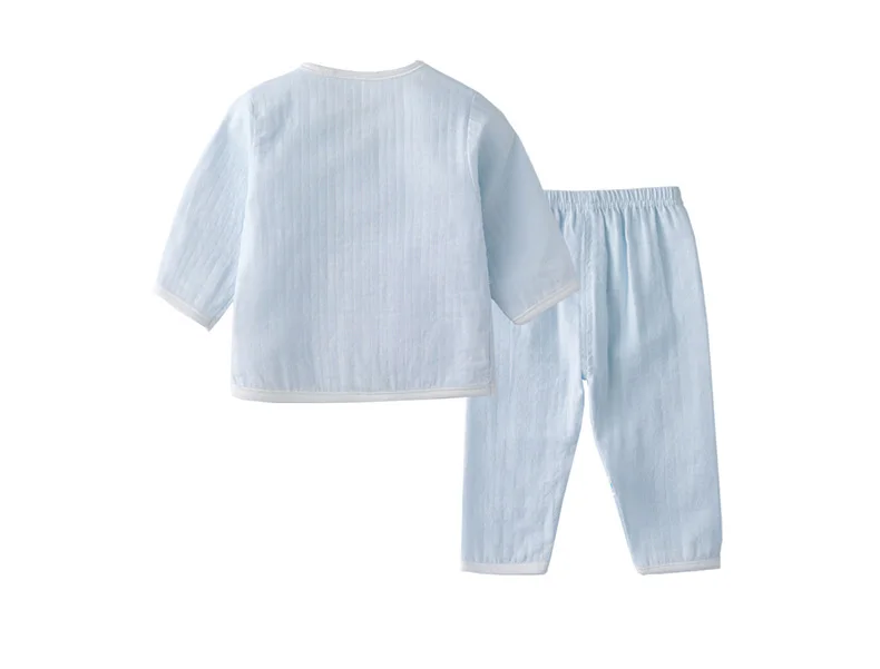 Новорожденная девочка муслин без рукавов с пуговицами и круглым вырезом, комплект одежды унисекс с длинными рукавами, летняя одежда для младенцев от 0 до 6 месяцев