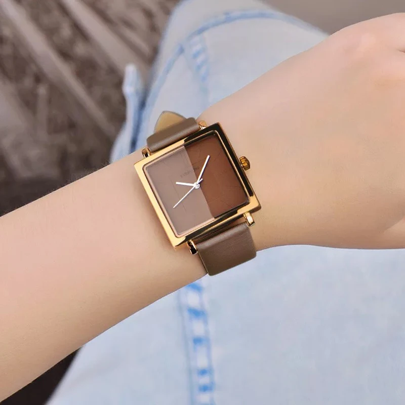 2018 New Genuine Leather Quartz Watch Lady Watches Women Luxury Antique Stylish Square Dress Watch Relogio Feminino Montre Femme