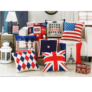 

England Simple Cartoon Geometry Peugeot Cushion Cover Office Sofa Wedding 1128 Linen Pillow Cover Home Decorative Pillows Case