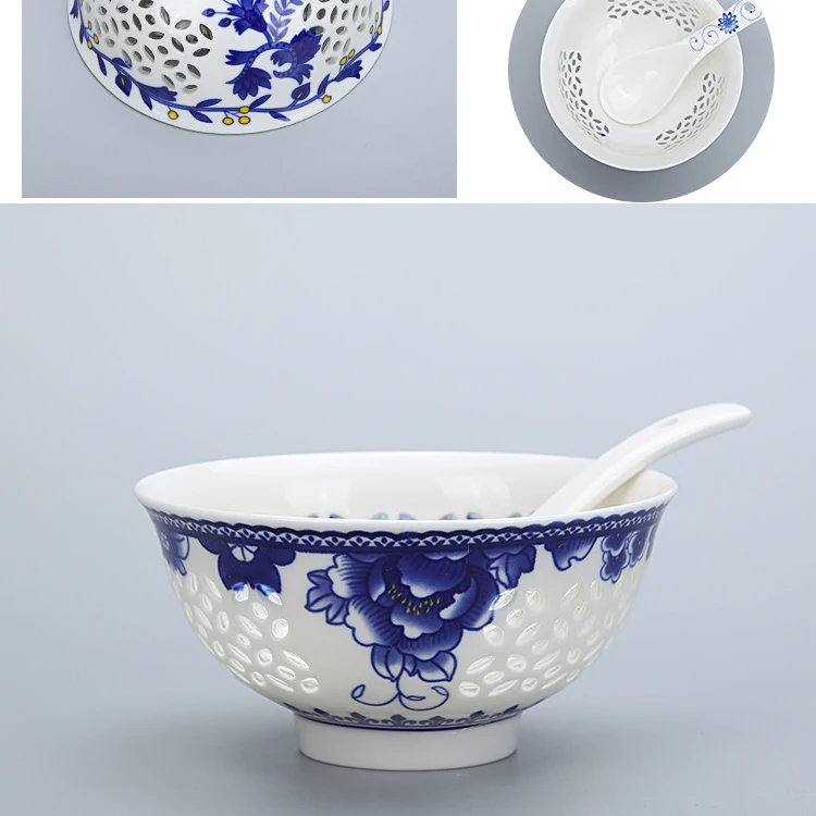 Wourmth, современная керамическая посуда, кухонная полупрозрачная миска для риса, 4,8 дюймов, креативная ложная полая миска для супа, лапши, подарки на новоселье