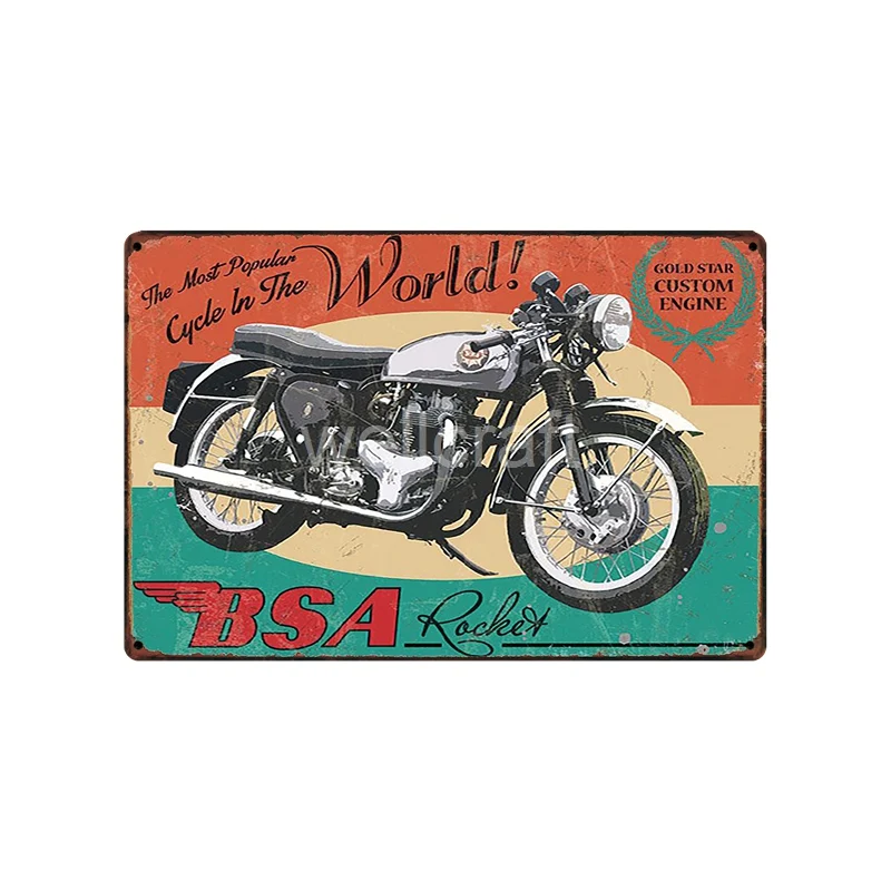 [WellCraft] BSA Veapa Norton двигатель оловянный знак настенные плакаты художественная винтажная живопись индивидуальный Декор LT-1735 - Цвет: XR2317