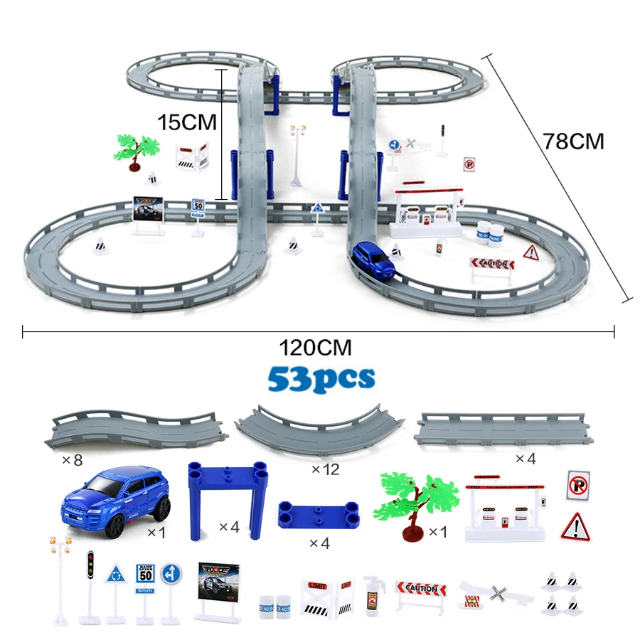 DIY Электрический поезд трек автомобиль гоночный трек игрушка, многослойный спиральный трек горки Железнодорожный транспорт строительный комплект пазов