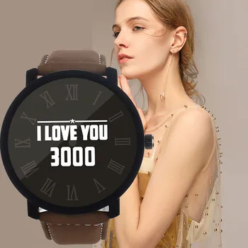 

I LOVE YOU 3000 High Quality Fashion Quartz Watch Simple Leather Belt Men's And Women Wrist Watch Ladies Simple clock Gift