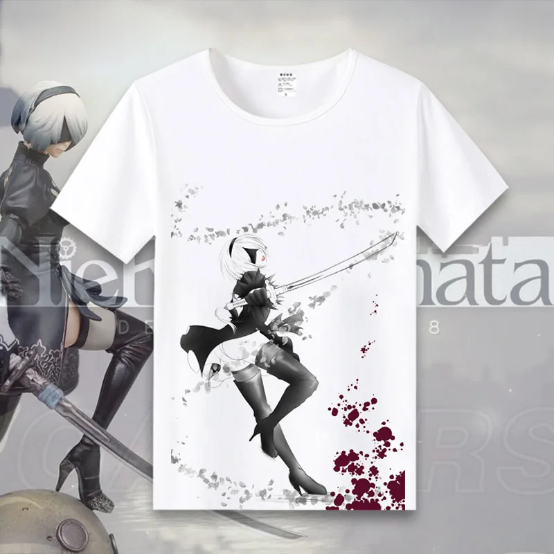 Coshome New Game NieR Automata 2B T-shirts NieRAutomata T Shirt Men Women Tops Short Sleeves Summer Tees (6)