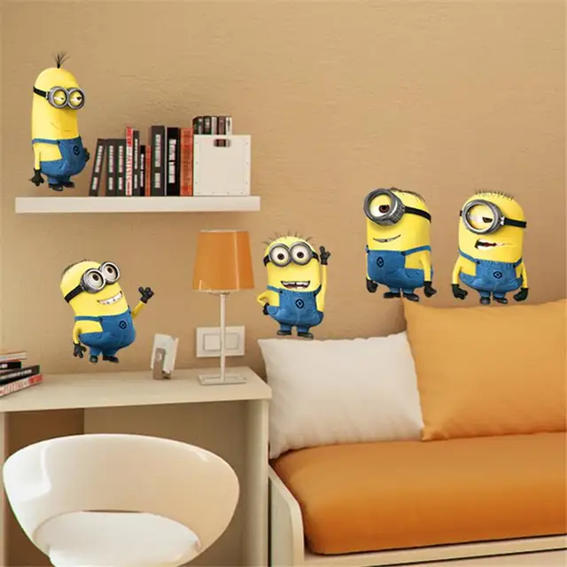 % minions movie wall stickers kids room home decorations diy pvc cartoon decals children gift 3d mural arts posters wallpaper