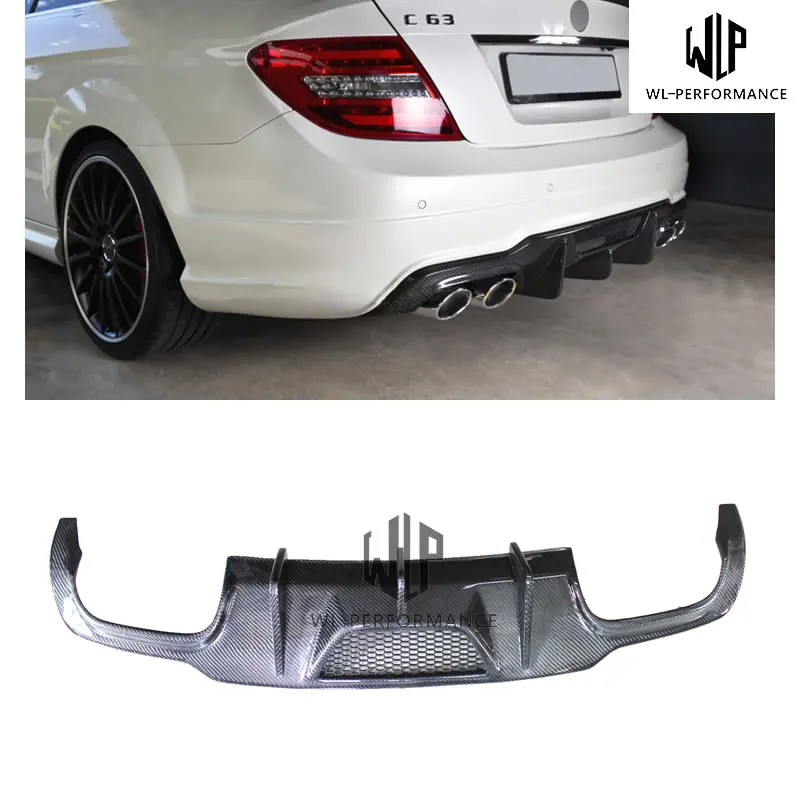 W204 High Quality Carbon Fiber Rear Lip Diffuser Car Styling For Mercedes-Benz C Class W204 AMG Car Body Kit 2012