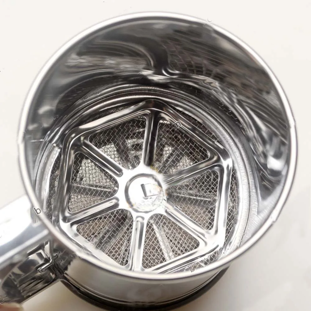 Manual Mesh Flour Sifter 3 Layer Hand Pressure Flour Bolt Stainless