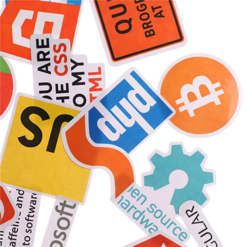 30Pc/set Cool DIY Stickers Internet Java JS Php Html Cloud Docker Bitcoin Programming Language APP Logo Stickers For Laptop Car