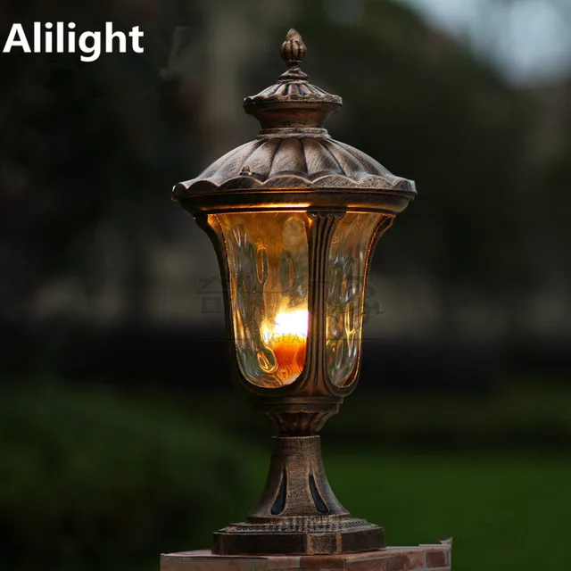 Aluminum Gl Post Lamp Home Fixture Pillar Light E27 European Aluminum Gl Post Lamp Home Fixture Pillar Light E27 European Vintage Outdoor Lighting Landscape