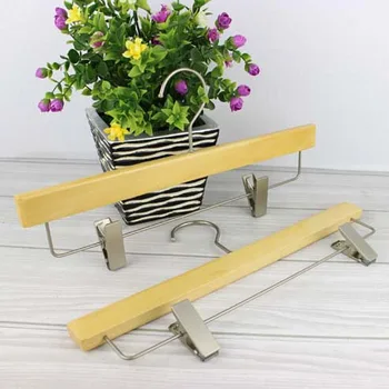 

[Free Shipping] Top Quality Natural Wooden Hanger with Clips for Pants and Skirt (12 pieces/ lot)