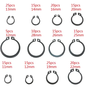 

300pcs High quality axle clamp outer shaft elastic retaining snap ring with black C shaped 4mm - 32mm for external card