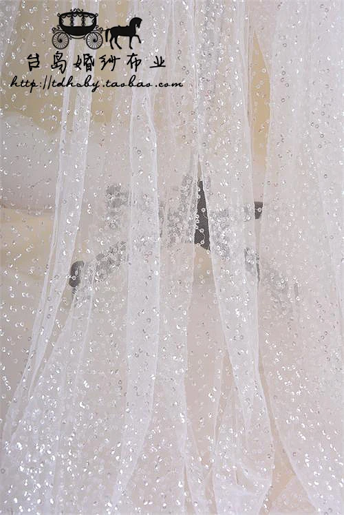 Импортные белые блестки вышитые сетчатые кружевные ткани, кружевное свадебное платье Модное свадебное украшение ткань RS41