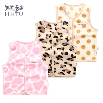 

HHTU Waistcoats Casual Baby Girls Coats Autumn Vests Jacket Kids Clothes Character Fashion Clothing Leopard Keep Warm Pink Dot