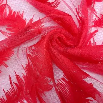 

2Yards 180*120cm Red Pink Blue Green African Lace Fabric Feather Pattern Embroidered French Tulle Net Lace Fabric Diy Cloth