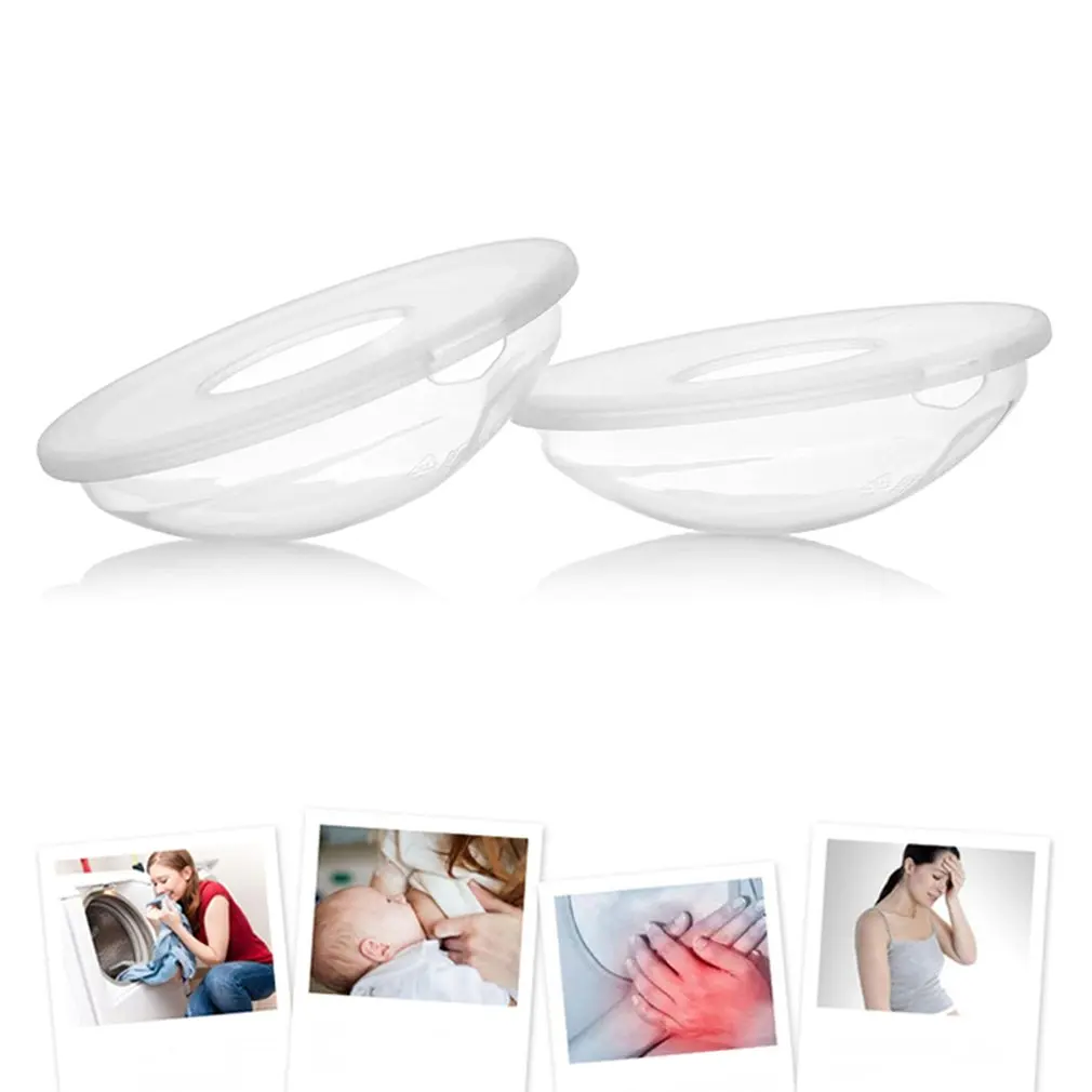 2pcs Baby Feeding Breast Milk Collector Silicone Collection Cover Soft Postpartum Nipple Suction Container Reusable Nursing Pad