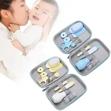 8 шт./компл. новорожденных Уход и гигиена ребёнка комплект Портативный маленьких Уход за лошадьми щетка Kit Когтерез Ножницы термометр волосы здравоохранения