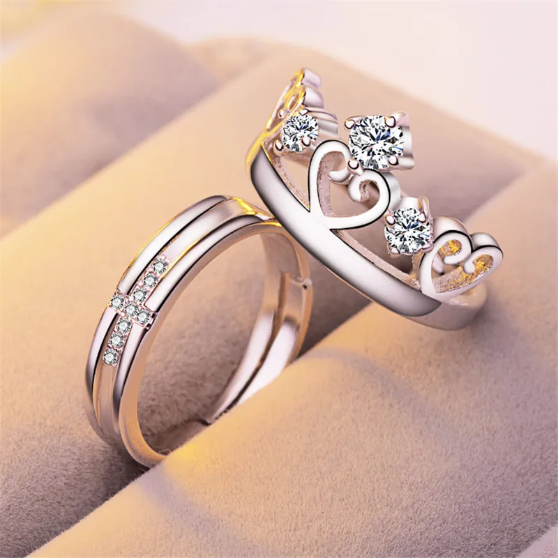 

Modyle New Brand 2pcs/lot Silver Color Engagement Cubic Zircon Wedding Ring Fashion New Brand Bijoux For Women Jewelry