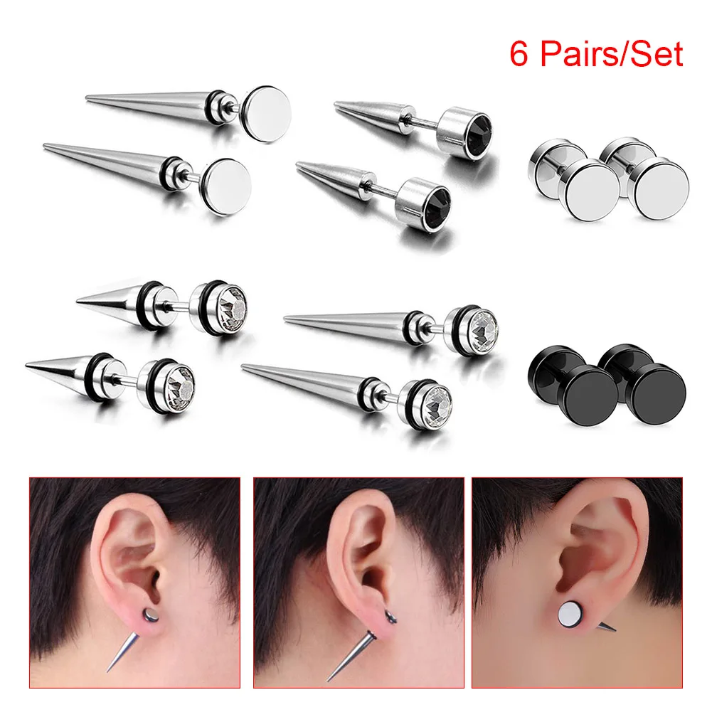 6 Pair Cone Shape Stainless Steel Ear Gauges Women Ear Plugs Piercings Jewelry M23in Body