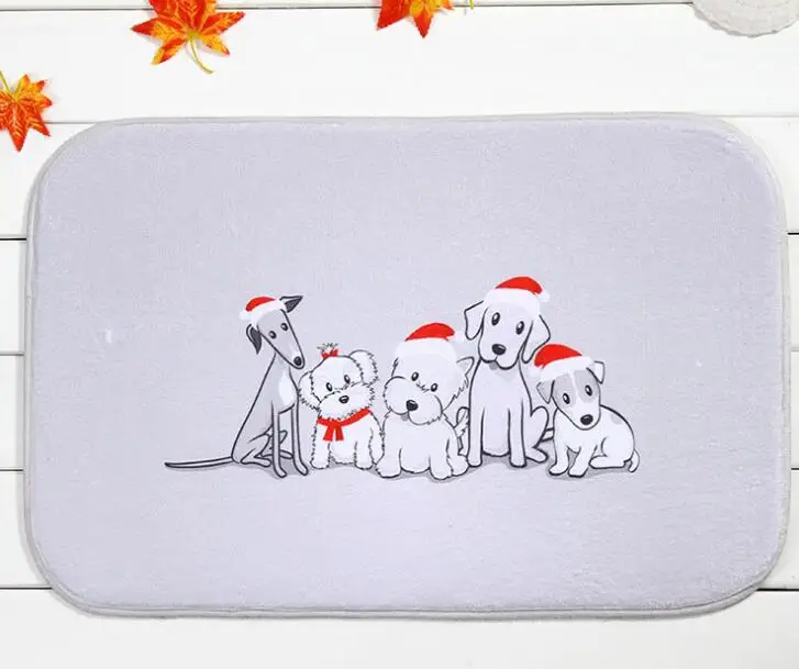 40*60cm Christmas Dog Bath Mats Anti Slip Rugs Coral Fleece Water