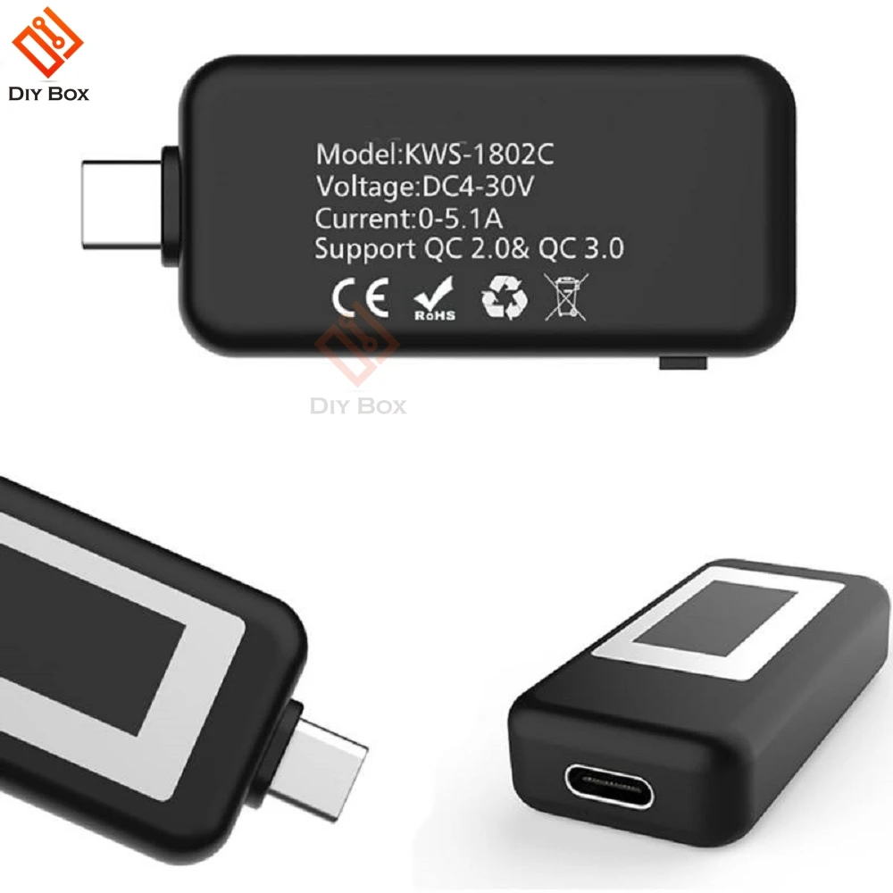 Тип usb-C ЖК-дисплей вольтметр тестер DC4-30V 0-5.1A Амперметр Напряжение измеритель тока, для батареи зарядки измерения Кабельный тестер сопротивления