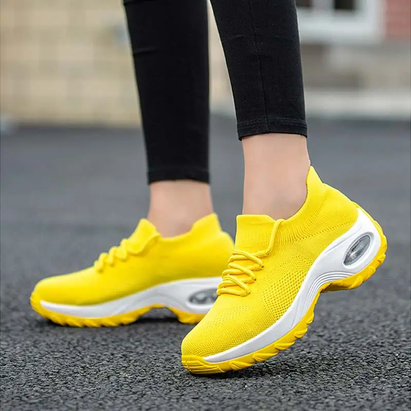 

Women's Shoes Basket Femme Sneakers Women Fly Fabric Thick Bottom Platform Shoes Air Cushion Basket Femme Shoes Zapatos De Mujer