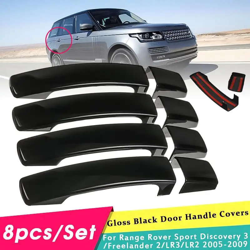 1 комплект наружная дверная ручка Накладка для Land Rover LR2 LR3 freelander Range Rover Sport Discovery 3 freelander 2 05-09 - Цвет: Gloss Black