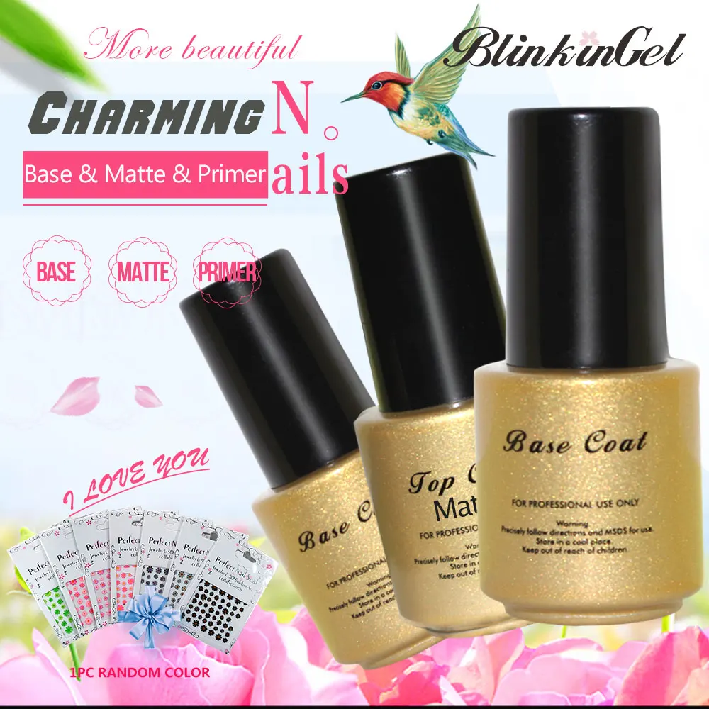 BlinkinGel 3 шт. Bling Top and Base Top лак для ногтей мульти-использование Top& Base Coat лак для ногтей основа для укрепления ногтей грунтовка минеральная 6 мл