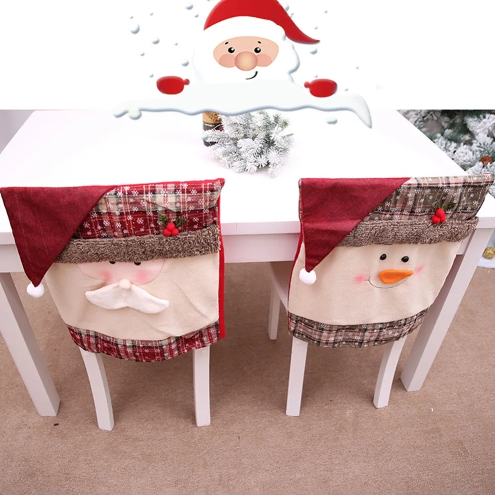 Christmas Decorations for Home Santa Claus chair cover Dinner Table Nonwoven fabric Party Red Hat Holders Xmas Navidad New Year (3)