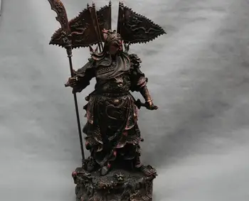 

25'' China Bronze Guan Gong Guanyu Dragon Statue Figurine