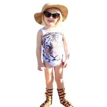 Детский цельный купальник для маленьких девочек, детский купальный костюм с 3D рисунком тигра, пляжный костюм, монокини, женский купальный костюм de bain C0113