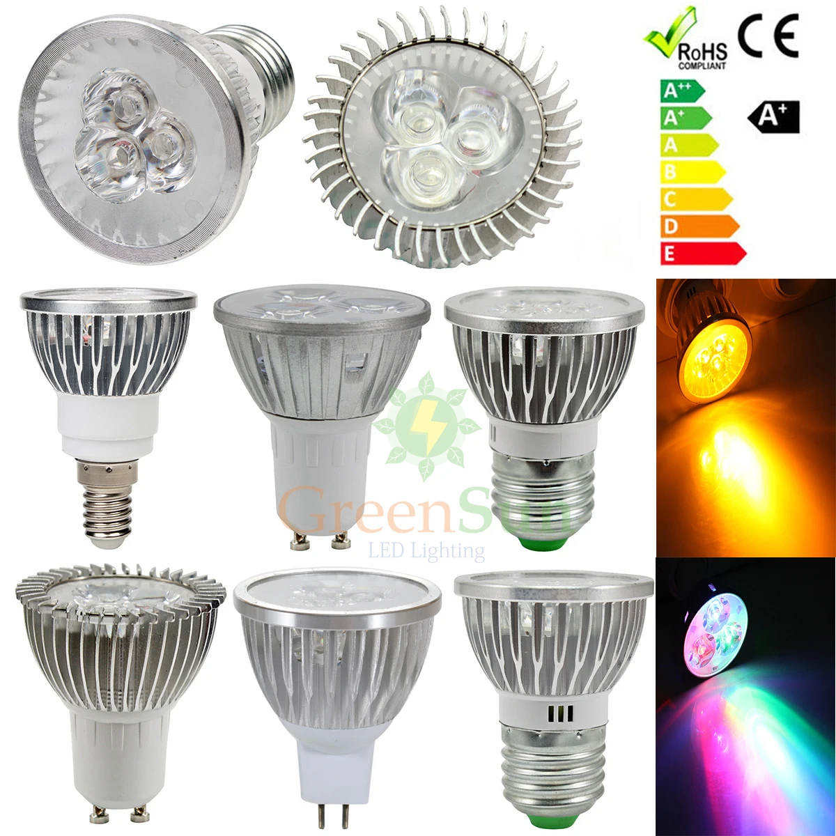 GU10 E14 E27 MR16 RGB СВЕТОДИОДНЫЕ энергосберегающие прожекторы световая Лампа