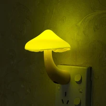 EU Plug LED Night Light Mushroom Wall Socket Lights Lamp for Bedroom Home Decoration Hot Light-controlled Sensor