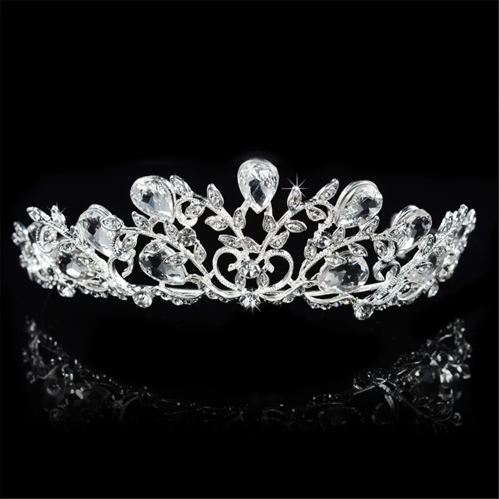  925 sterling silver vintage luxury princess crown for women Austrian crystal tiara party wedding hair accessories 585 gold plated jewelry gift HF052 (1)