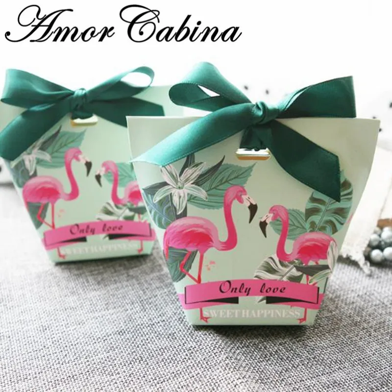 30pcs European small fresh forest leafy flamingo romantic wedding like candy box party gift chocolate bag | Дом и сад