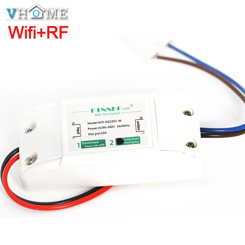 VHome touch remote control switch,wireless 2.4g wifi + RF 433MHz relay receiver power supply 90v-250v 10A transmitter