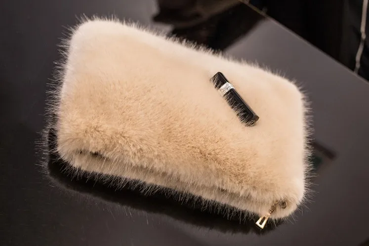 Зимний клатч из искусственного лисьего меха с квадратной цепочкой, леопардовая сумка из искусственного меха, модные меховые косметички