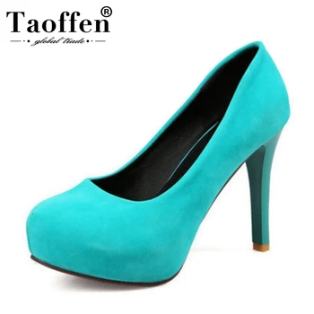 

TAOFFEN Size 33-43 Women High Heel Shoes Platform Round Toe Pumps Women Fashion Simple Shoes Lady Work Footwear