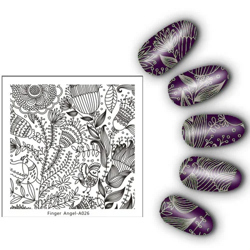 Квадратная пластина для штамповки ногтей штамповка изображения пластины для пальцев AngelA дизайн ногтей штамп шаблон 15 узоров