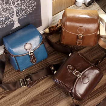 

Fashion Vintage PU Leather waterproof SLR cameras case Gadget Bag for Canon 60D for Sony NEX 5R ,Messenger Bag Shoulder Bags