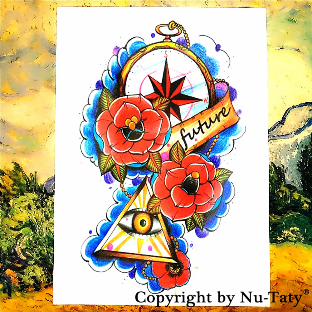 Временная татуировка SHNAPIGN Illuminati Future Eye наклейка для боди-арта 21*15 см