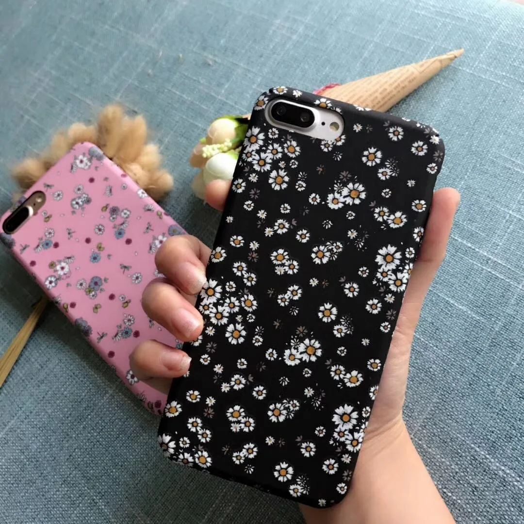 

Luxury Floral Flower Paint Phone Case For iPhone X 10 Rose Daisy Hard PC Full Back Cover Cases Capa For iPhone 6 6S 7 8 Plus