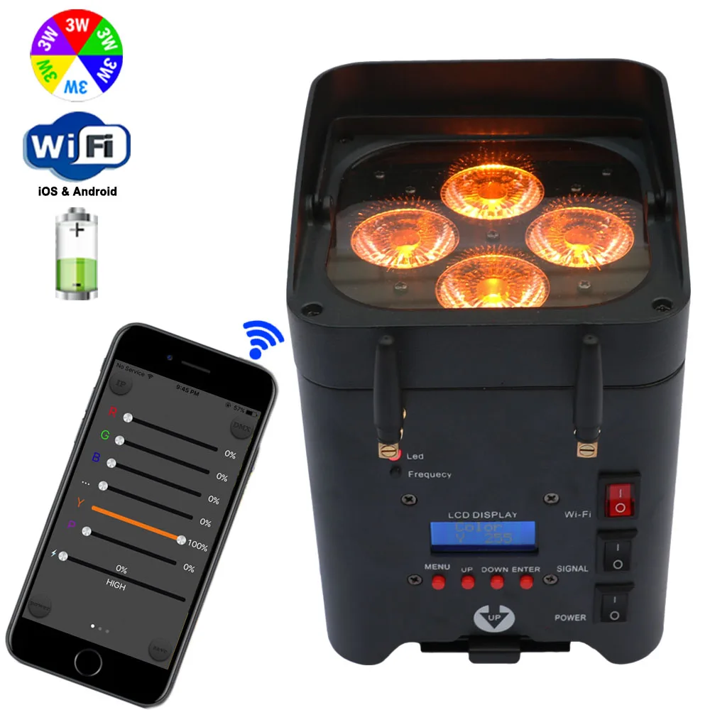 RGBWA UV Wireless DMX Smart Par Light Battery Powered WiFi Uplight With