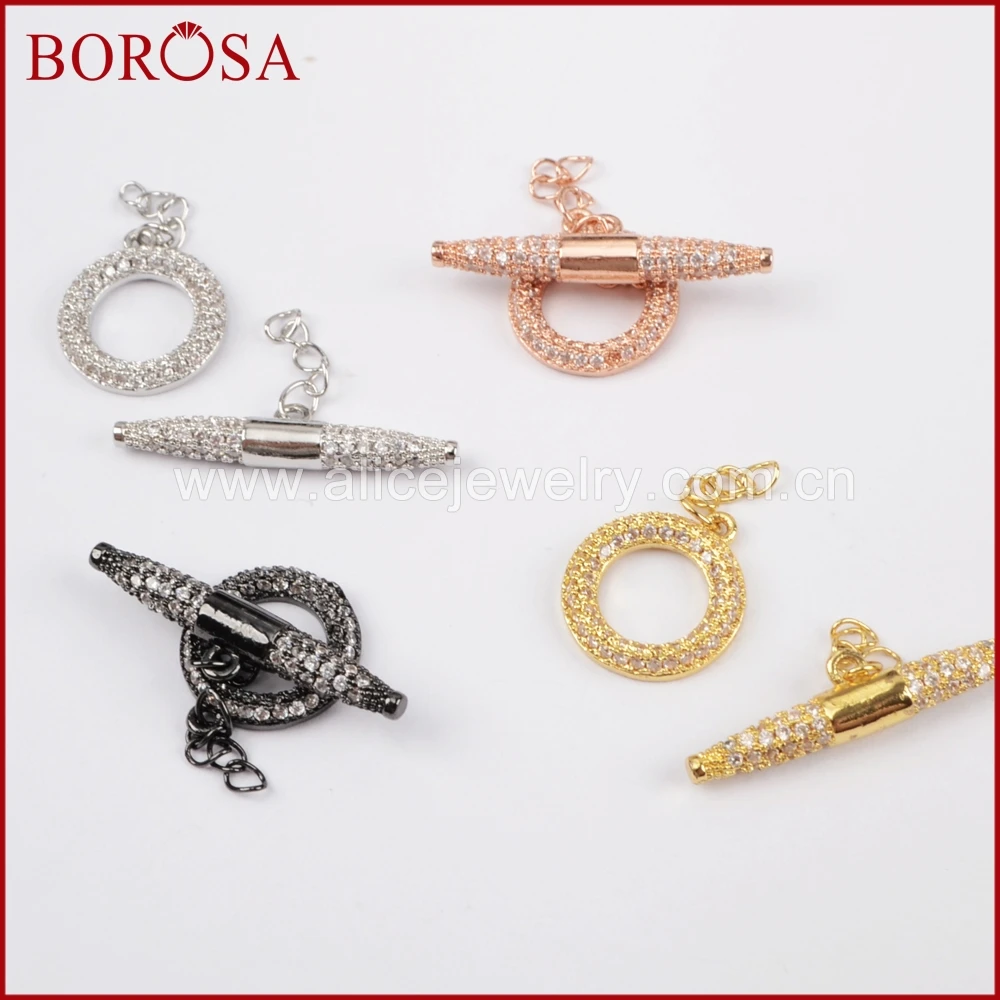 Borosa 10 шт. смешивания Цвет Медь Micro Pave CZ кубический циркония OT застежка для DIY