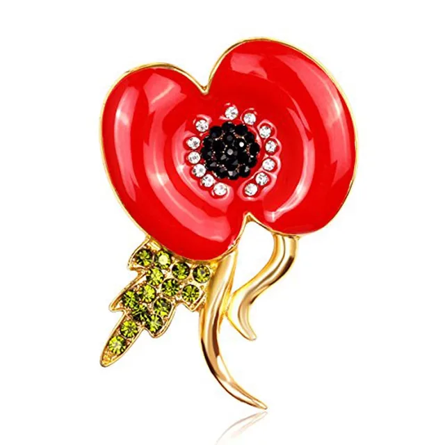 1 Piece Classic Royal British Legion Brooches Fashion Women Red Crystal